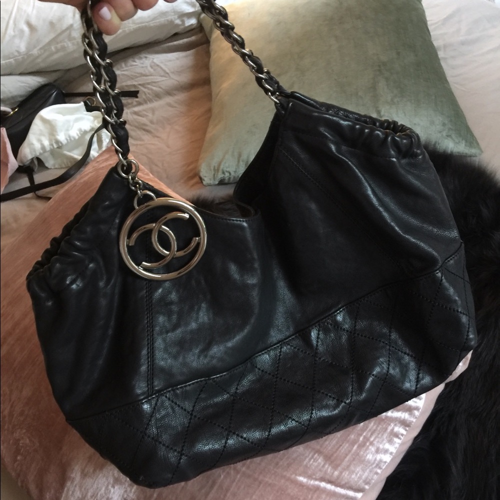 Authentic Chanel Coco Cabas Black Caviar Chain Bag